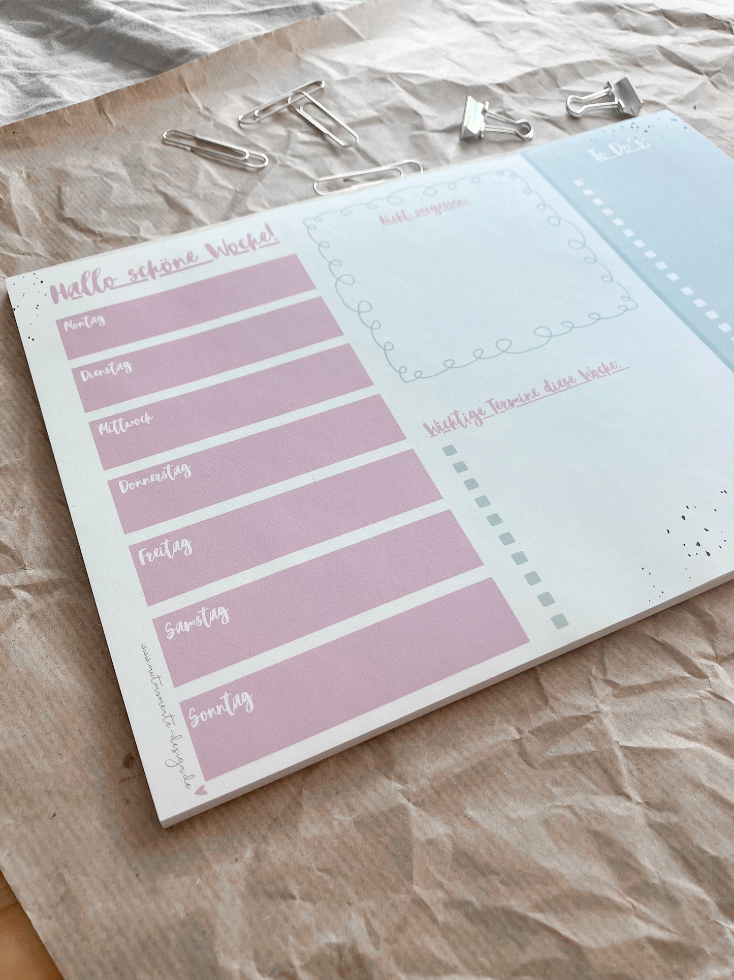 Schreibtischunterlage „Schöne Woche“ – dein klarer Blick für jeden Tag