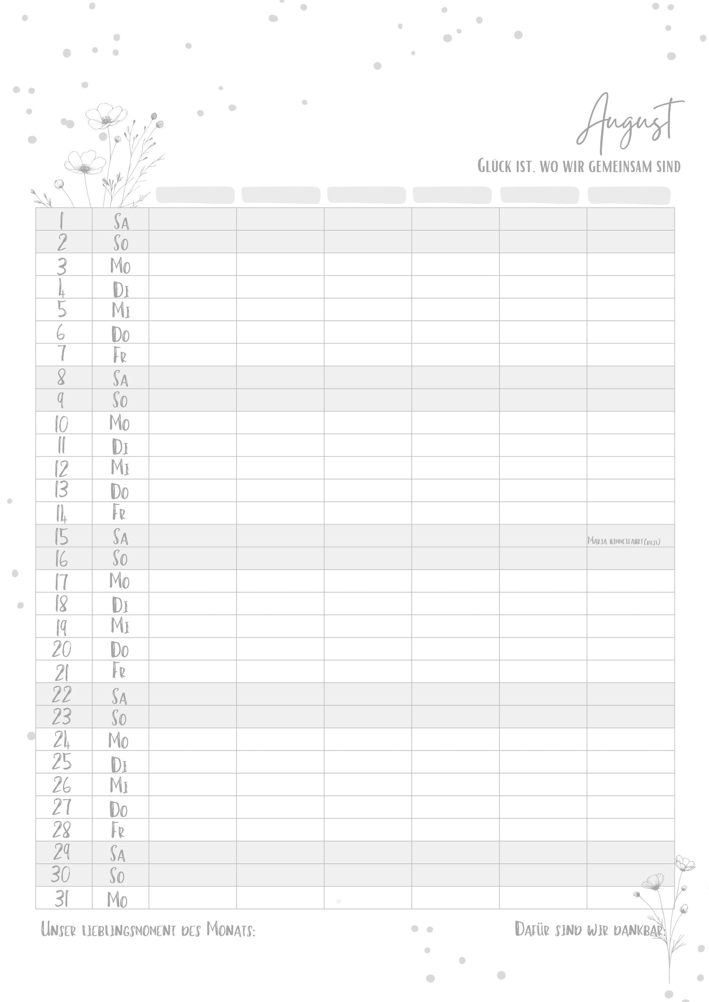 Familienkalender 2026