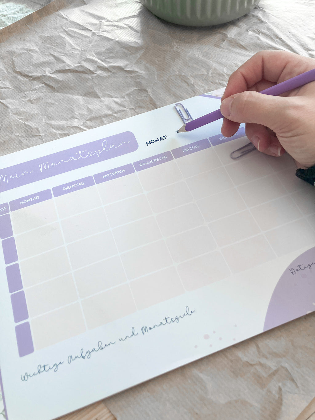 Lieblingsset – Schreibtischunterlage, Notizbuch & Planer mit Blumen-Design