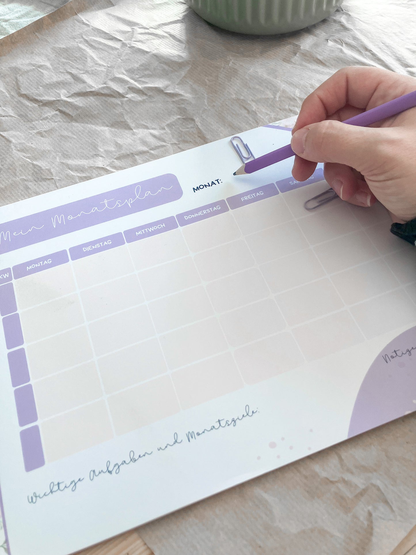 Lieblingsset – Schreibtischunterlage, Notizbuch & Planer mit Blumen-Design