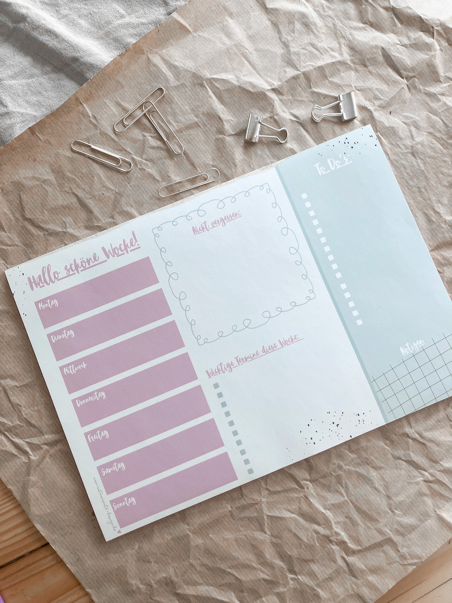 Schreibtischunterlage „Schöne Woche“ – dein klarer Blick für jeden Tag