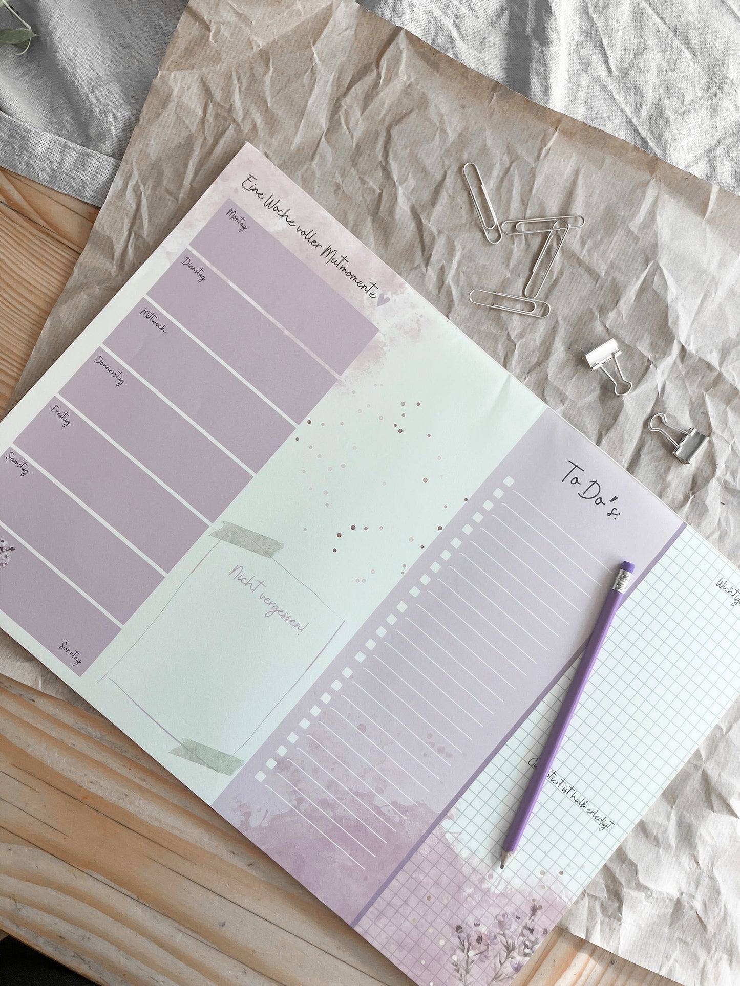 Schreibtischunterlage „Pauline“ – deine Woche in schön