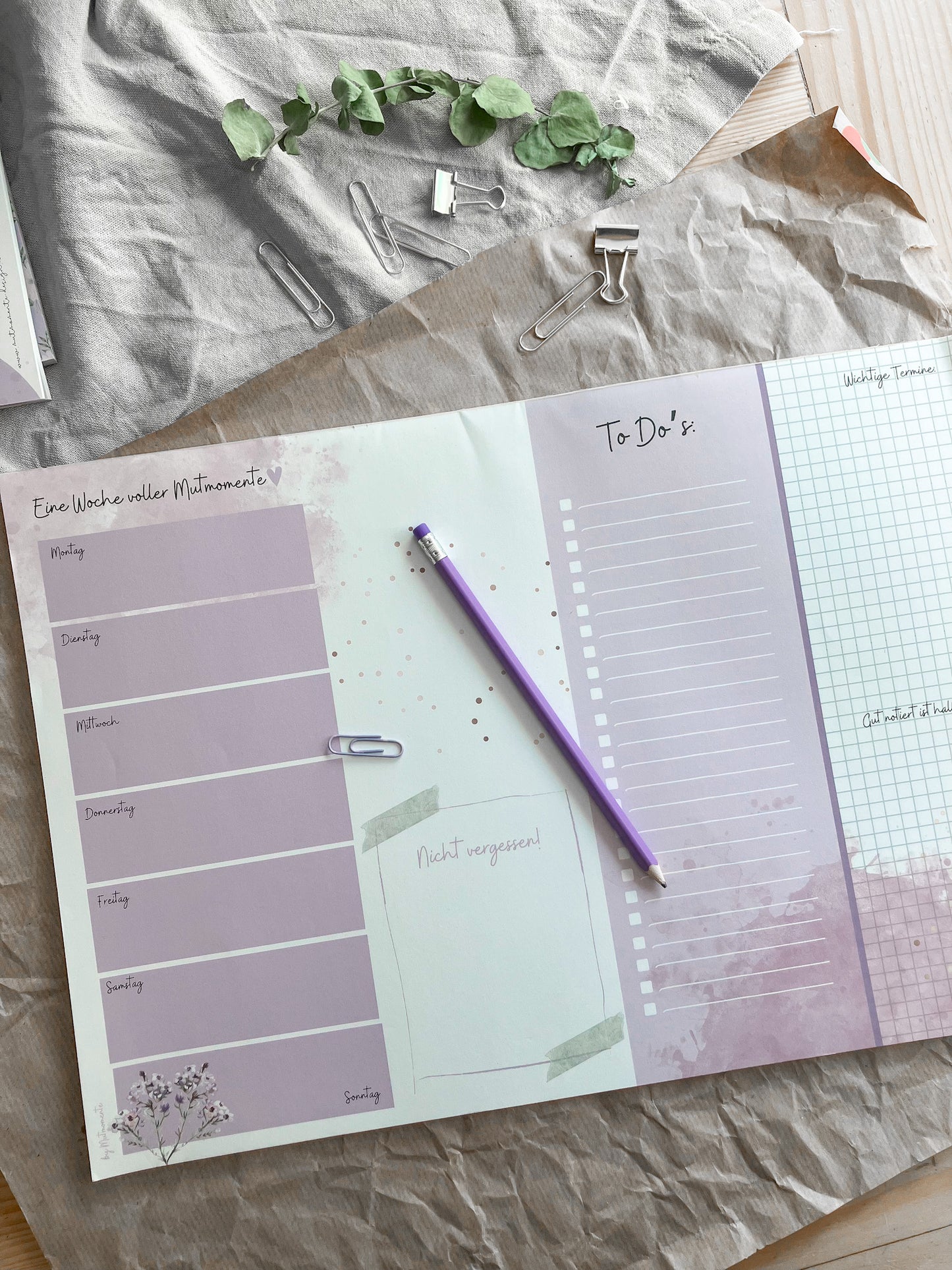 Schreibtischunterlage „Pauline“ – deine Woche in schön