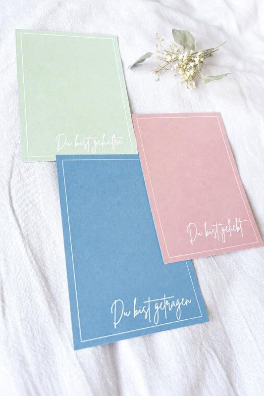 Postkarten-Set „getragen. gehalten. geliebt.“